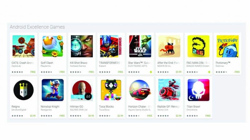 selección de juegos en Google Play